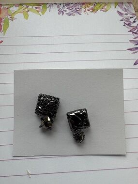 ALEXIS BITTAR • Crystal Mismatched Pyrite Stud Earrings